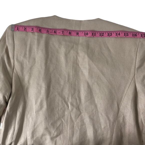Mary McFadden Vintage Jacket Beige Pink Linen Blend Zip Front Size 10 - Picture 12 of 12